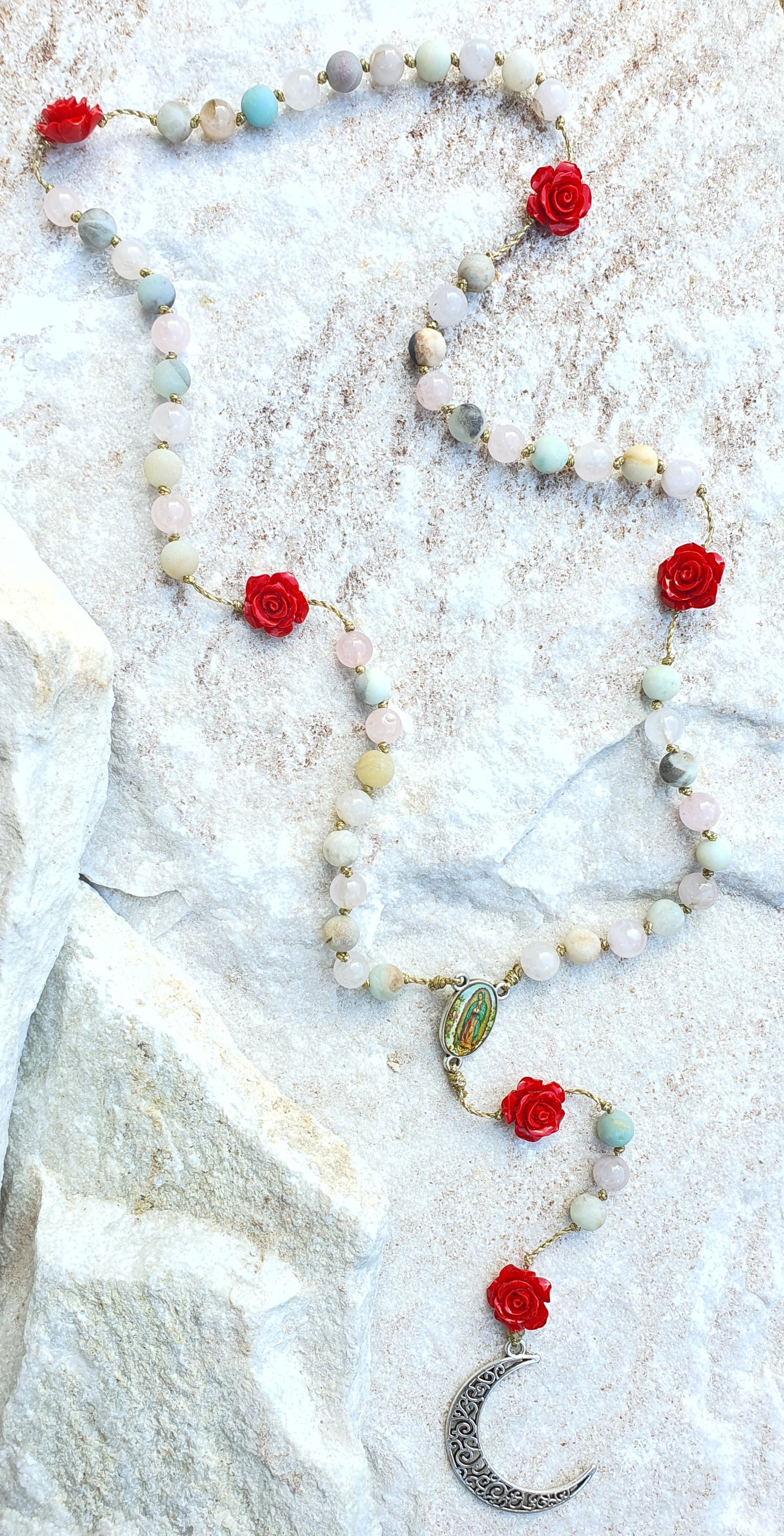 Amazonite and Quartz Moon Beam