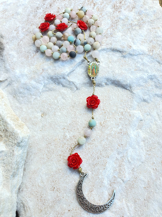 Amazonite and Quartz Moon Beam