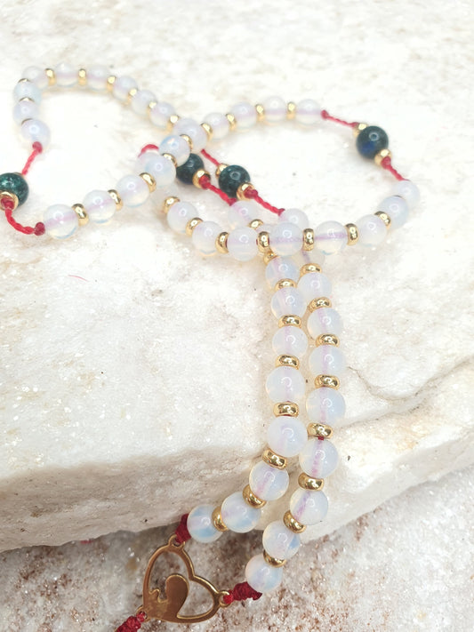 Moonstone and Chrysocolla Prayer Beads
