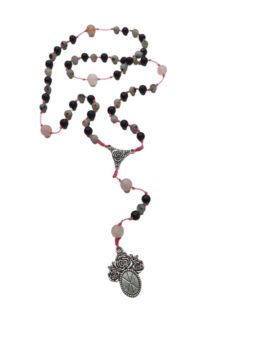 Obsidian, Sesame Jasper & Rose Quartz Prayer Beads