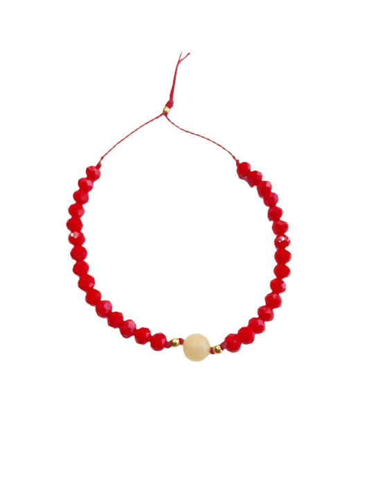 Red Thread Bracelet - Yellow Jade