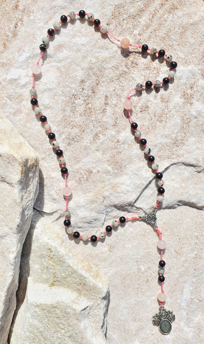 Obsidian, Sesame Jasper & Rose Quartz Prayer Beads