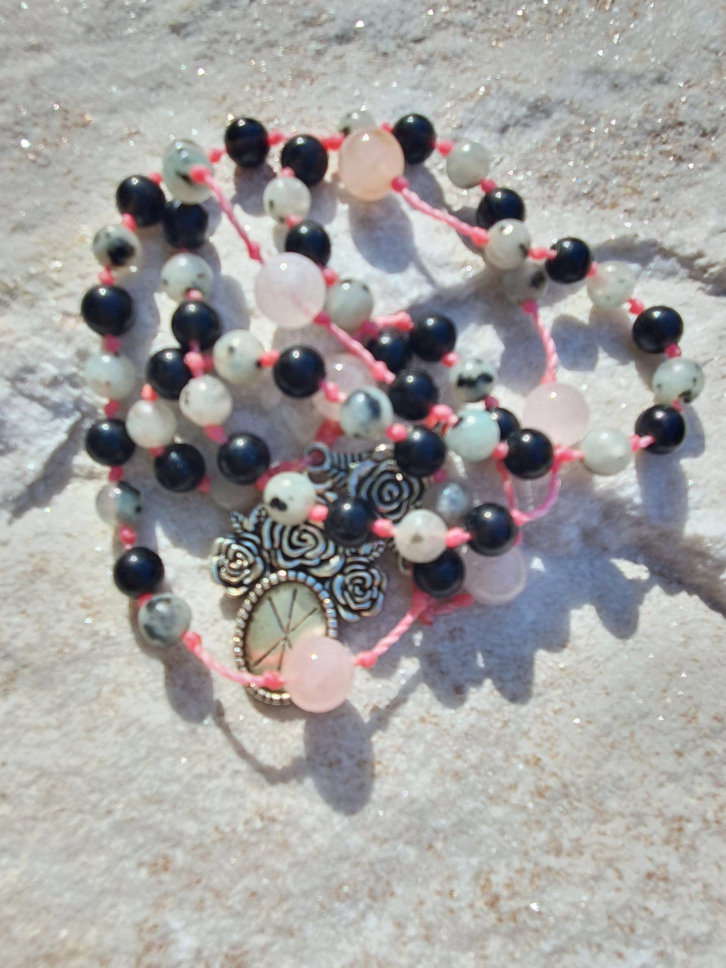 Obsidian, Sesame Jasper & Rose Quartz Prayer Beads