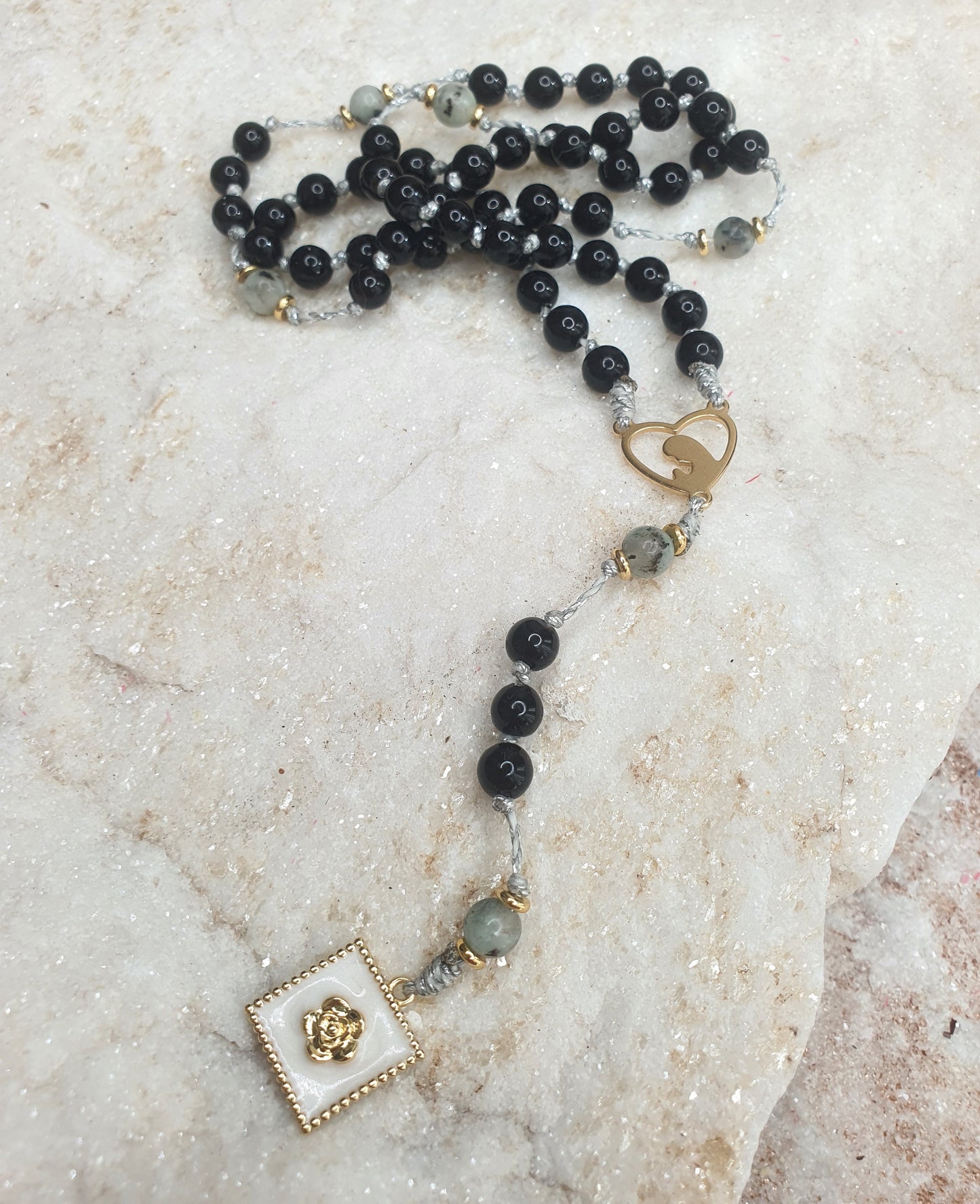 Obsidian and Sesame Jasper Prayer Beads