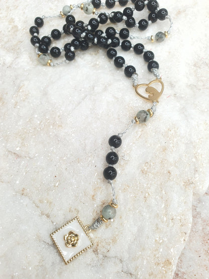 Obsidian and Sesame Jasper Prayer Beads