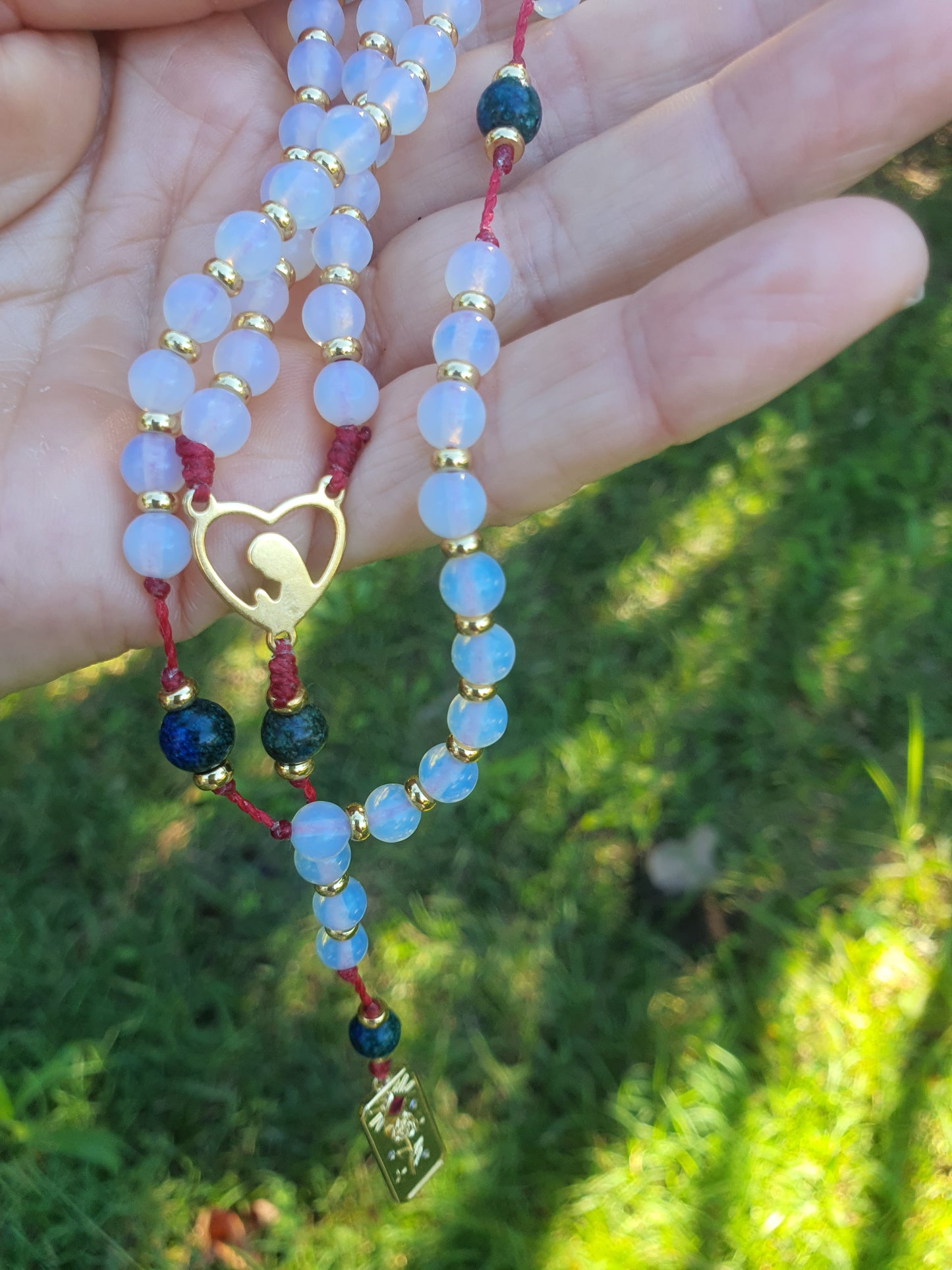 Moonstone and Chrysocolla Prayer Beads