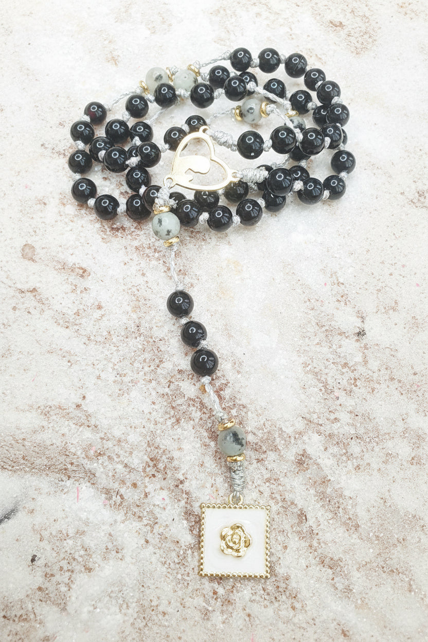 Obsidian and Sesame Jasper Prayer Beads