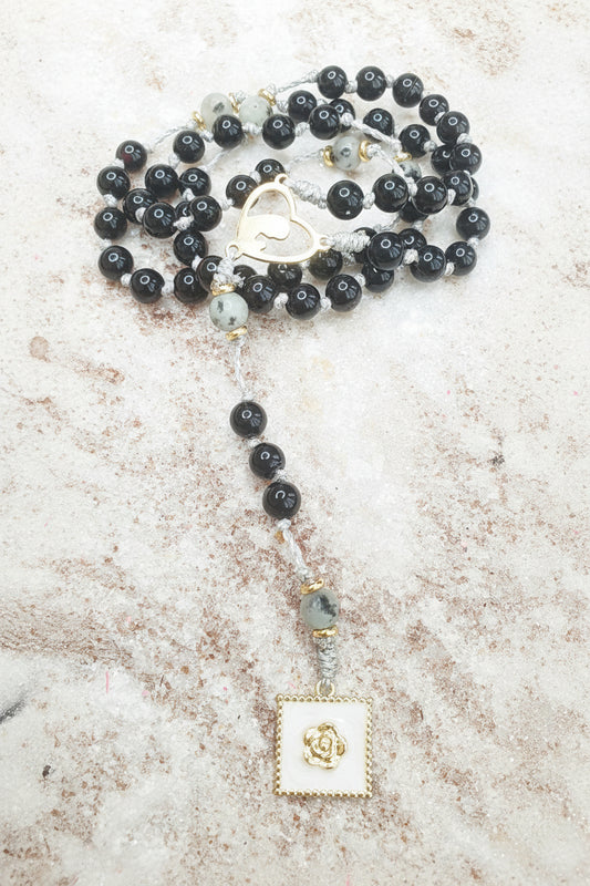 Obsidian and Sesame Jasper Prayer Beads