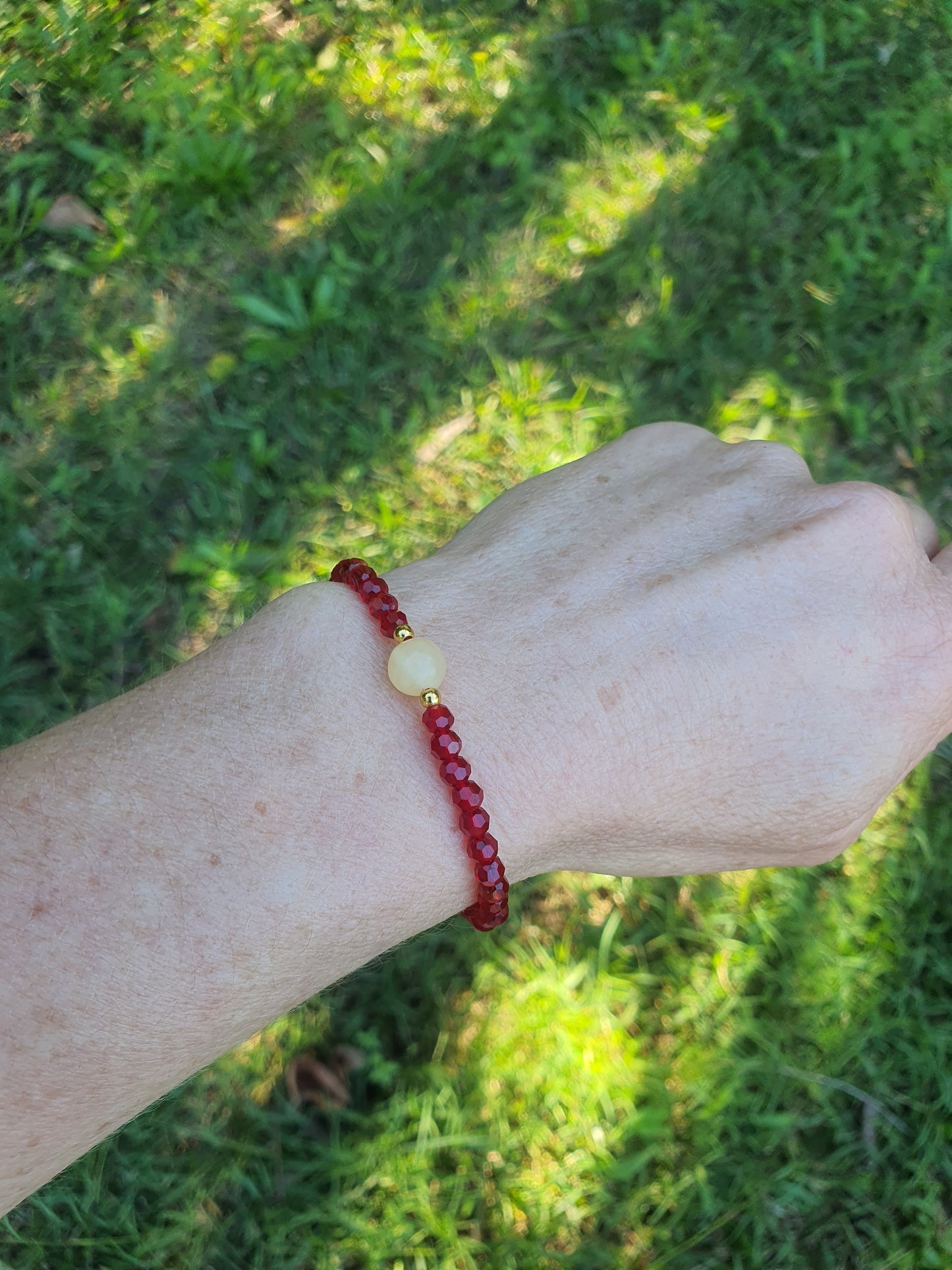 Red Thread Bracelet - Yellow Jade