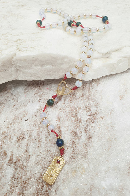 Moonstone and Chrysocolla Prayer Beads