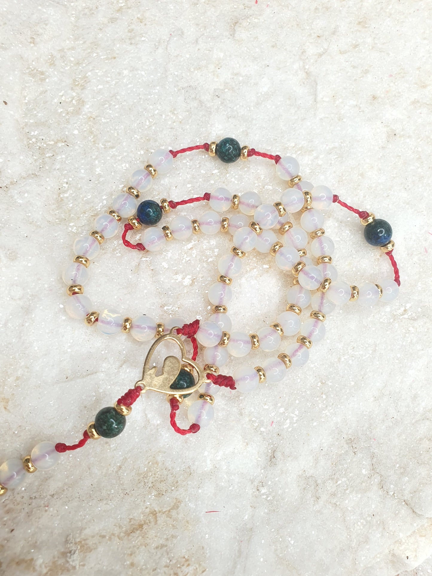 Moonstone and Chrysocolla Prayer Beads