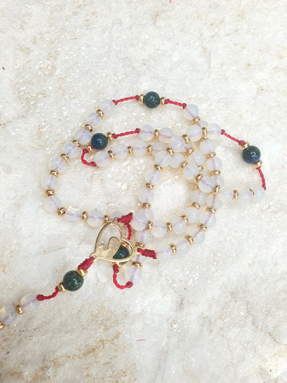 Moonstone and Chrysocolla Prayer Beads