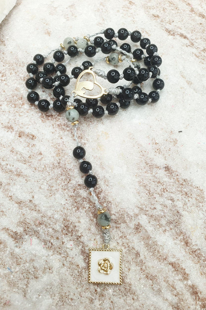 Obsidian and Sesame Jasper Prayer Beads