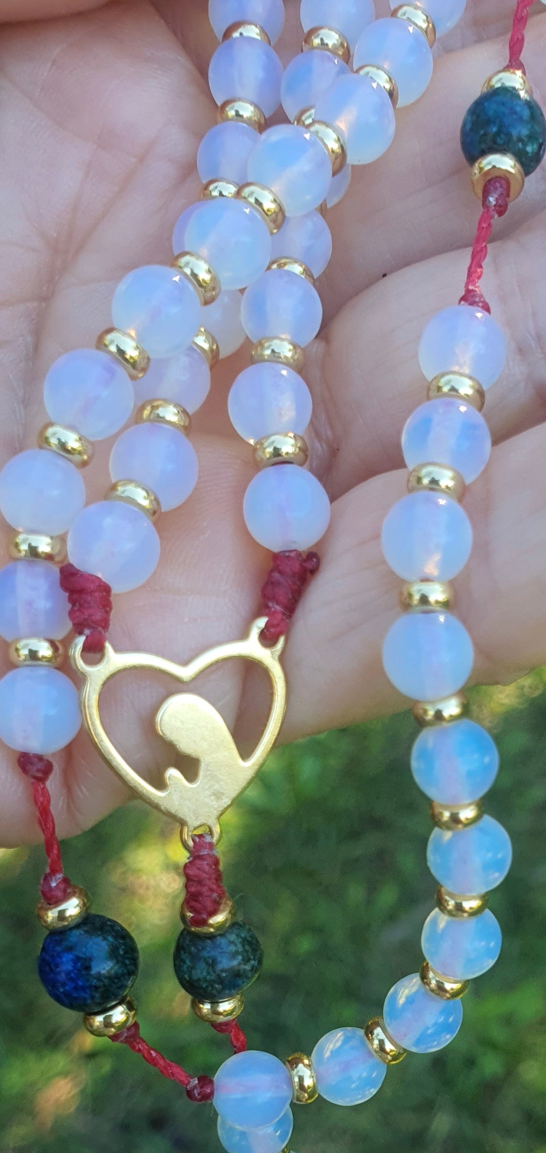 Moonstone and Chrysocolla Prayer Beads