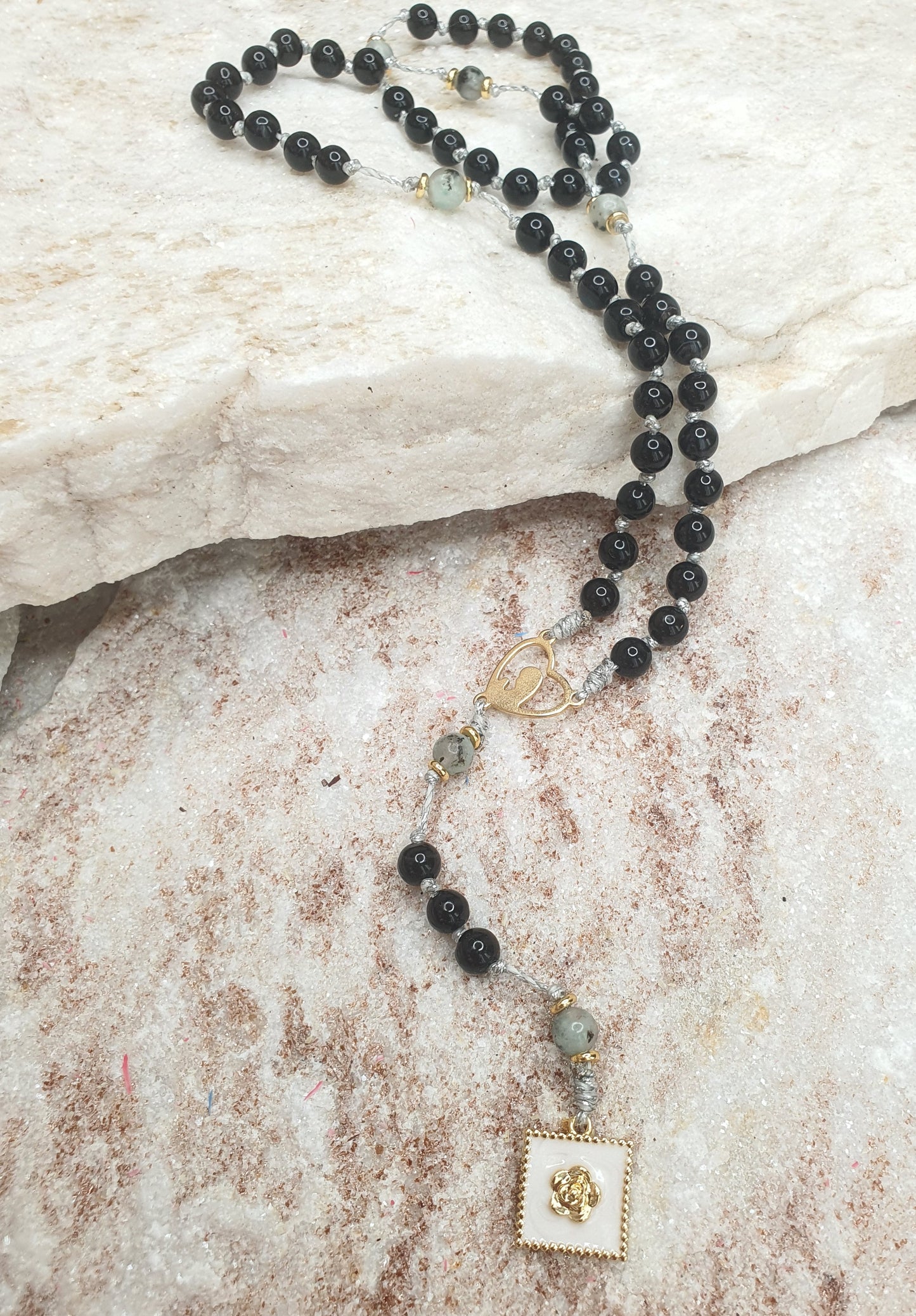 Obsidian and Sesame Jasper Prayer Beads