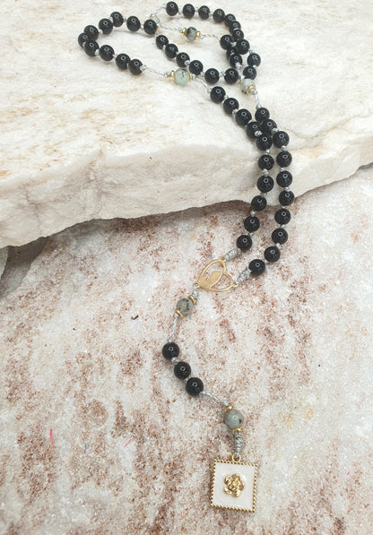 Obsidian and Sesame Jasper Prayer Beads